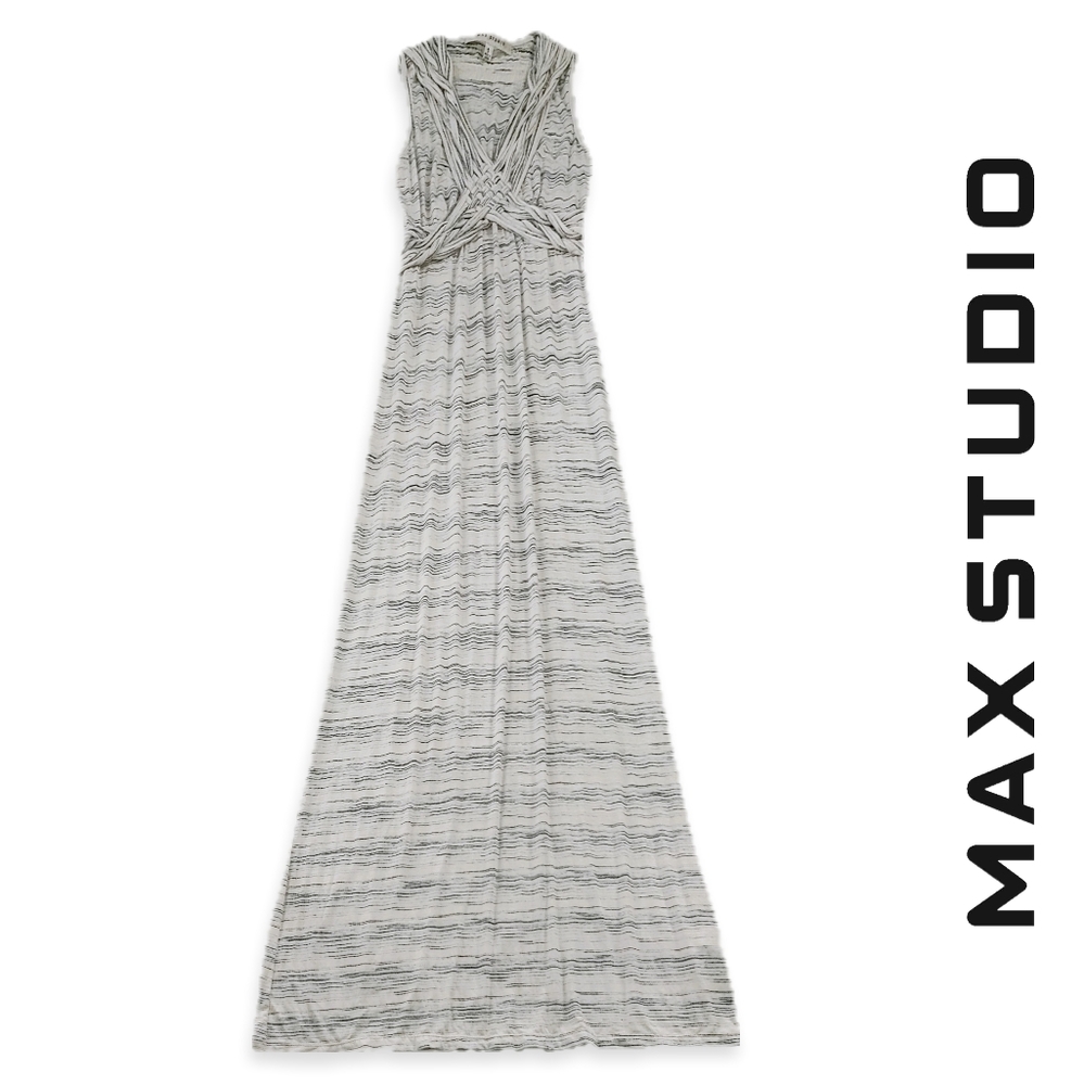 Max Studio White and Black Crisscross Weave Sleeveless Maxi Dress size Small